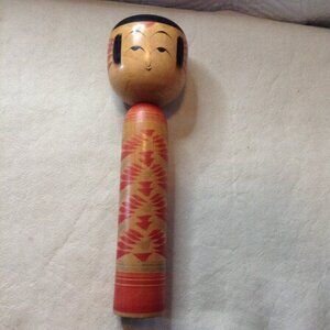 VTG Japanese Kokeshi Doll; "Male Warrior"; Dento, signed, wood turned; Collect